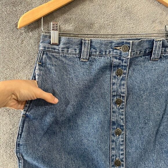 Vintage Cherokee Denim Skirt Sz 8 Button Up 100% Cotton 90s 90’s Y2K Jean Button - Picture 9 of 9